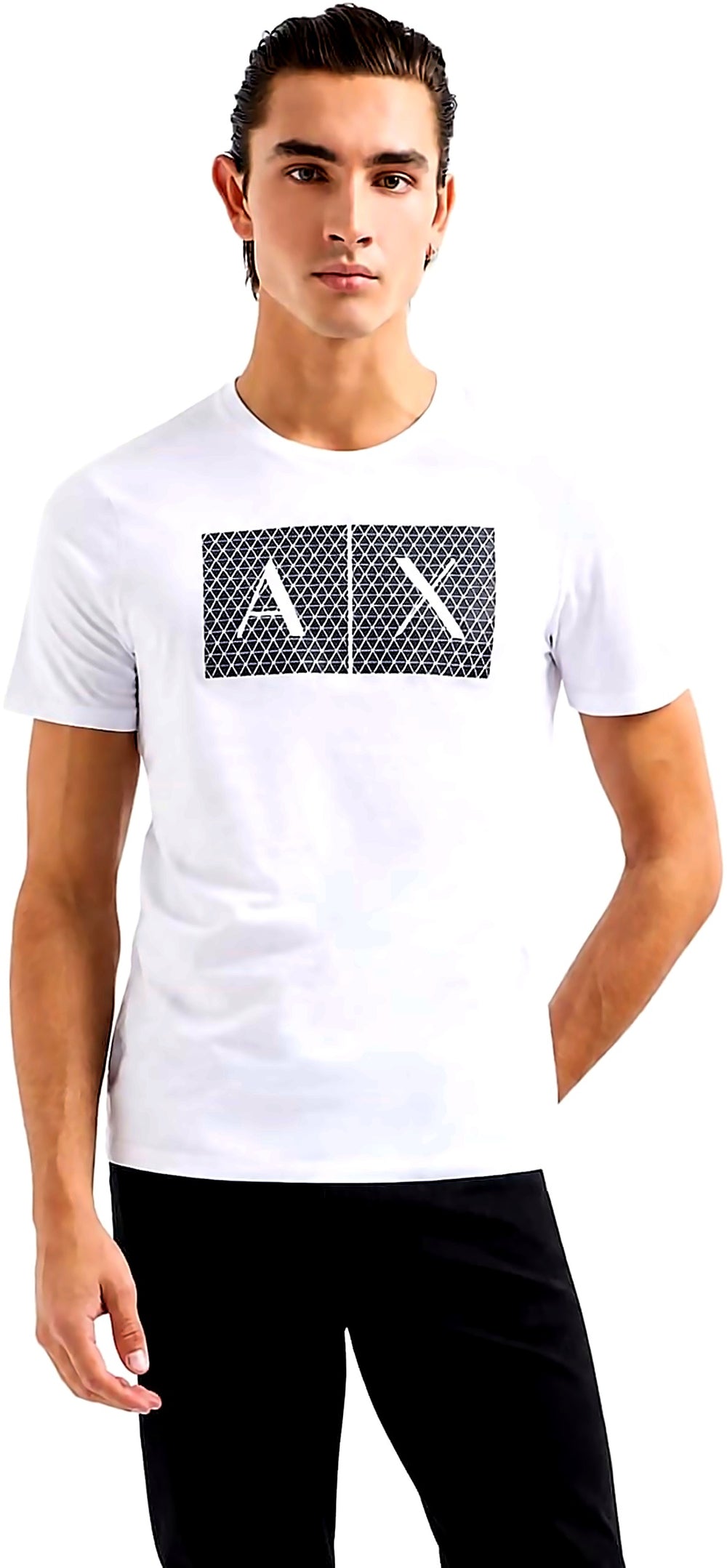 Armani Exchange Men's Crew Neck Logo Tee T Shirt Grid Logo