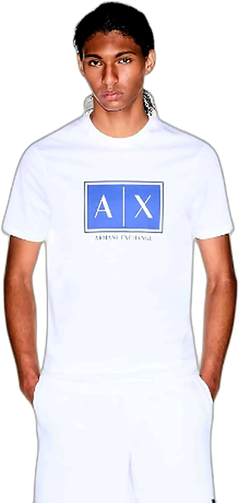 Armani Exchange Men's Classic Crew Logo Tee T Shirt, White, Small