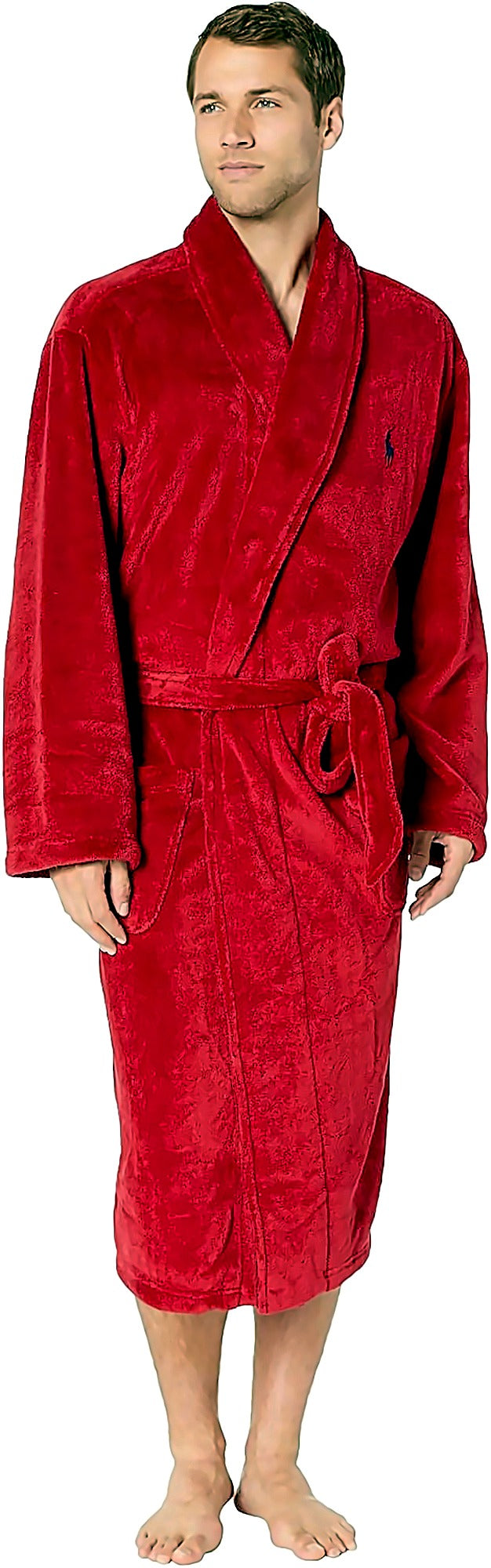 POLO RALPH LAUREN Microfiber Plush Long Sleeve Shawl Collar Robe