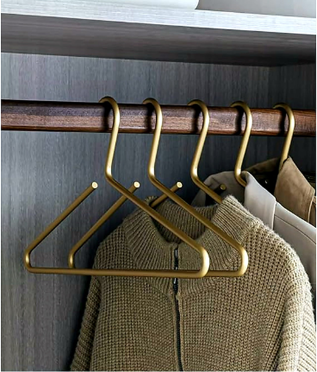 Matte Gold Aluminum Coat Hangers, 90-Piece Set, 16.5in