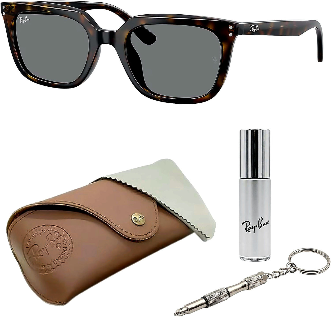 Ray-Ban RB4439D Square Shaped Sunglasses for Men & Women with Official RAYBAN Eyewear Kit