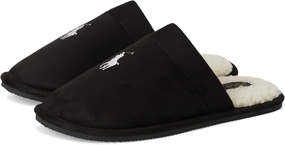 Ralph Lauren Klarence Scuff Slippers — Black/Cream