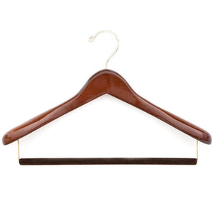 Kirby Allison Luxury Wooden Suit Hanger, Traditional birch finish with brass hardware