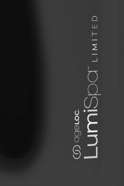 Dark gray background with 'LumiSpa Limited' and 'ageloc' branding.