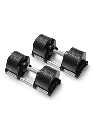 NUOBELL 580 adjustable dumbbells pair in storage cradles
