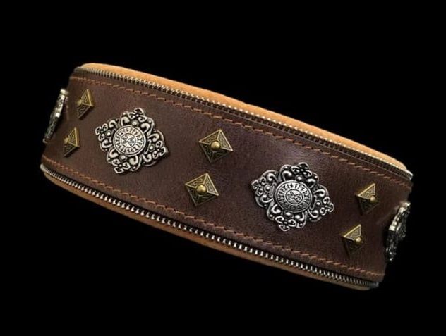 Bestia "Aztec" Studded Leather Collar