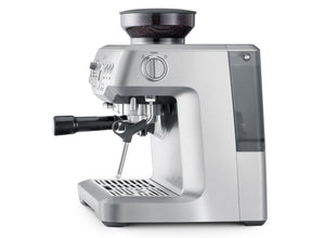 Breville Barista Express BES870XL, side profile with grinder and portafilter