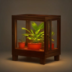 GIUNN Plant Propagation Station with 9-Speed Adjustable LED Lights, Wooden Stand, 4 Glass Test Tubes for Hydroponic Plan | KZ LUXURY