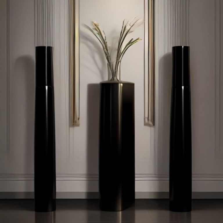 Sziqiqi Large Black Vases Tall 27inch - Metal Floor Standing Vase Set of 3 Modern Honeycomb Texture Big Standing Vase fo