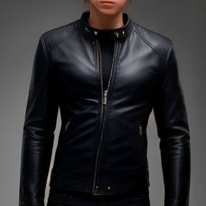 CLAREN Men’s Genuine Leather Jacket – Slim Fit Biker Style with Front Zip Closure & Multiple Pockets — Executive Edition | KZ LUXURY