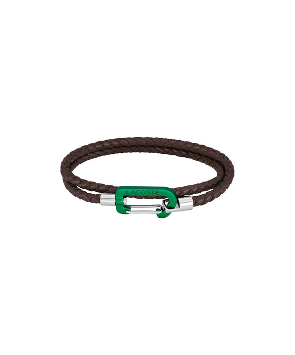 Lacoste Matt Double Wrap Braided Leather Bracelet