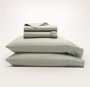 Boll & Branch Signature Hemmed Sheet Set in sageleaf, studio product shot