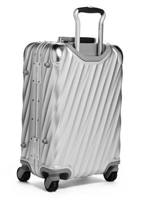TUMI 19 Degree Aluminum International Carry-On, silver, side view with handle